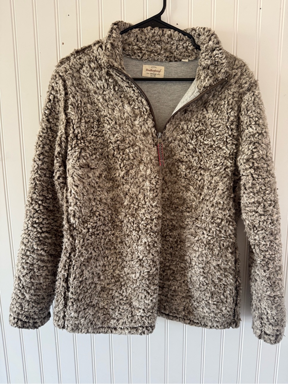 Weatherproof vintage Taupe Sherpa Half-Zip Jacket - Women's